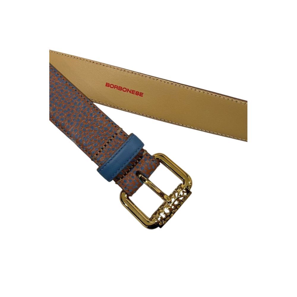 Borbonese Brauner Ledergürtel für Damen mit goldener Schnalle