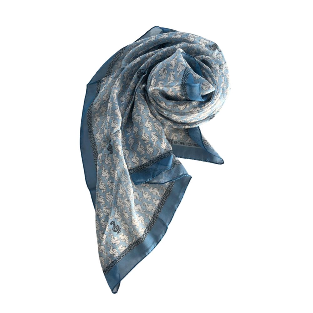Borbonese Blue Silk Scarf for Women