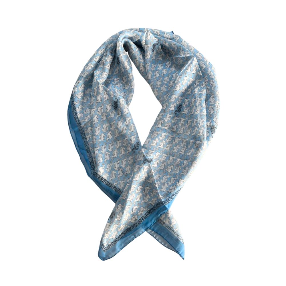 Borbonese Blue Silk Scarf for Women