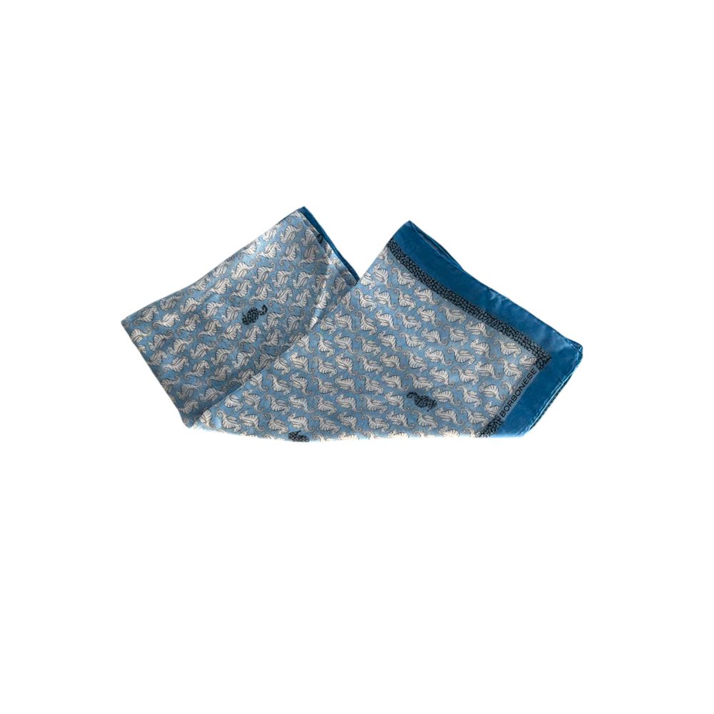 Borbonese Blue Silk Scarf for Women