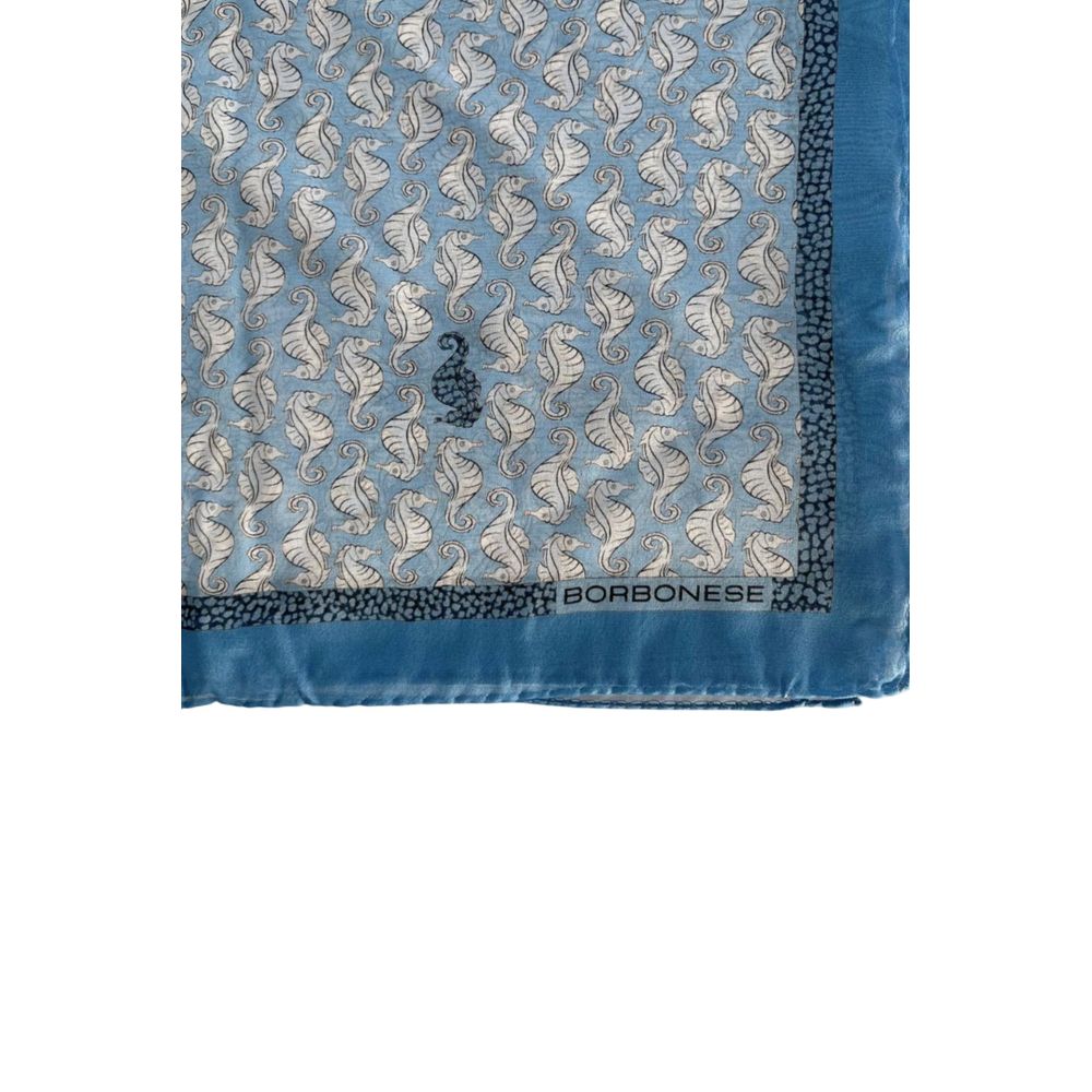 Borbonese Blue Silk Scarf for Women