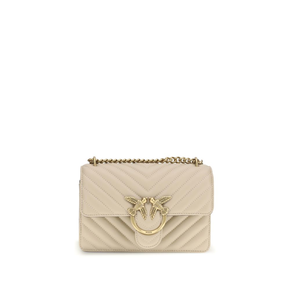 PINKO Beige Kalbsleder Bos Taurus Schultertasche