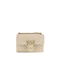 PINKO Beige Kalbsleder Bos Taurus Schultertasche