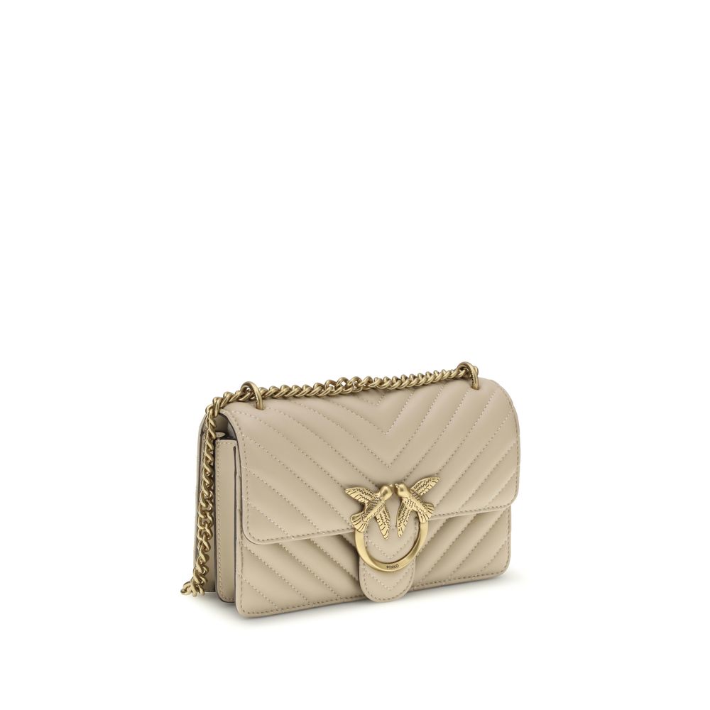 PINKO Beige Kalbsleder Bos Taurus Schultertasche