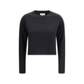 Loulou De Saison Schwarzes Langarm-T-Shirt aus Baumwolle