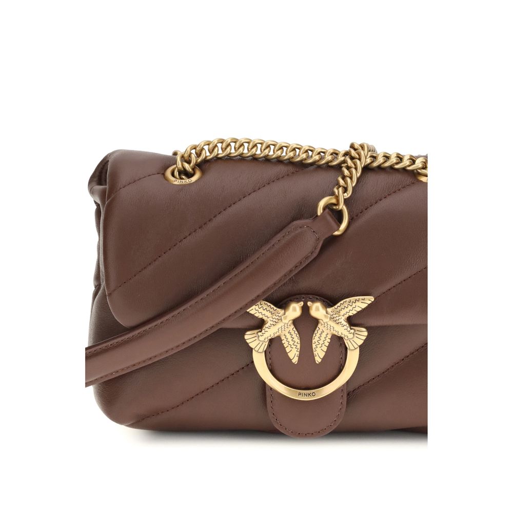 PINKO Braune Kalbsleder Bos Taurus Schultertasche
