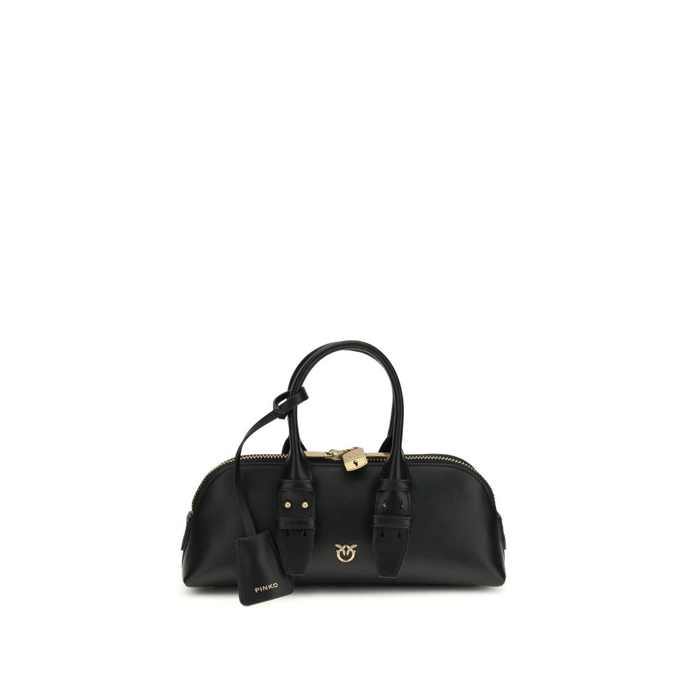 PINKO Schwarze Kalbsleder Bos Taurus Handtasche