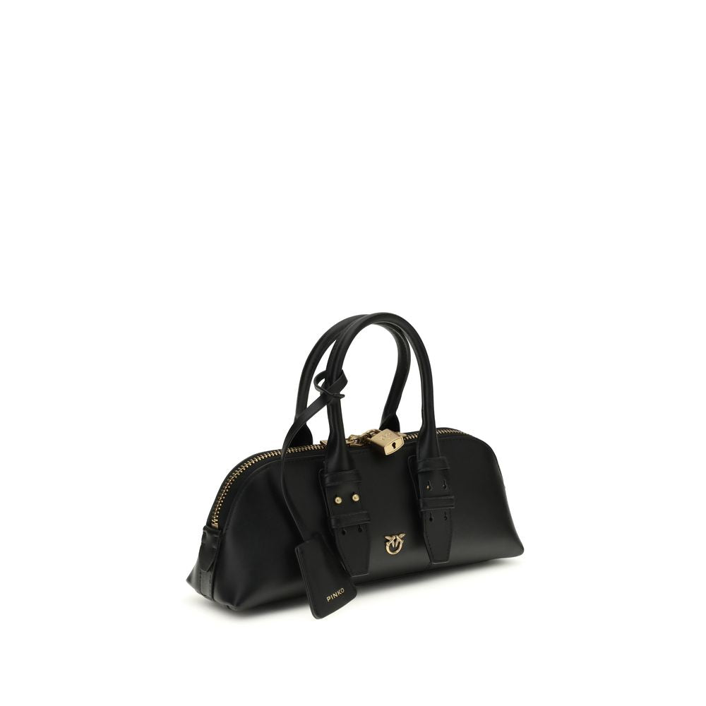 PINKO Schwarze Kalbsleder Bos Taurus Handtasche