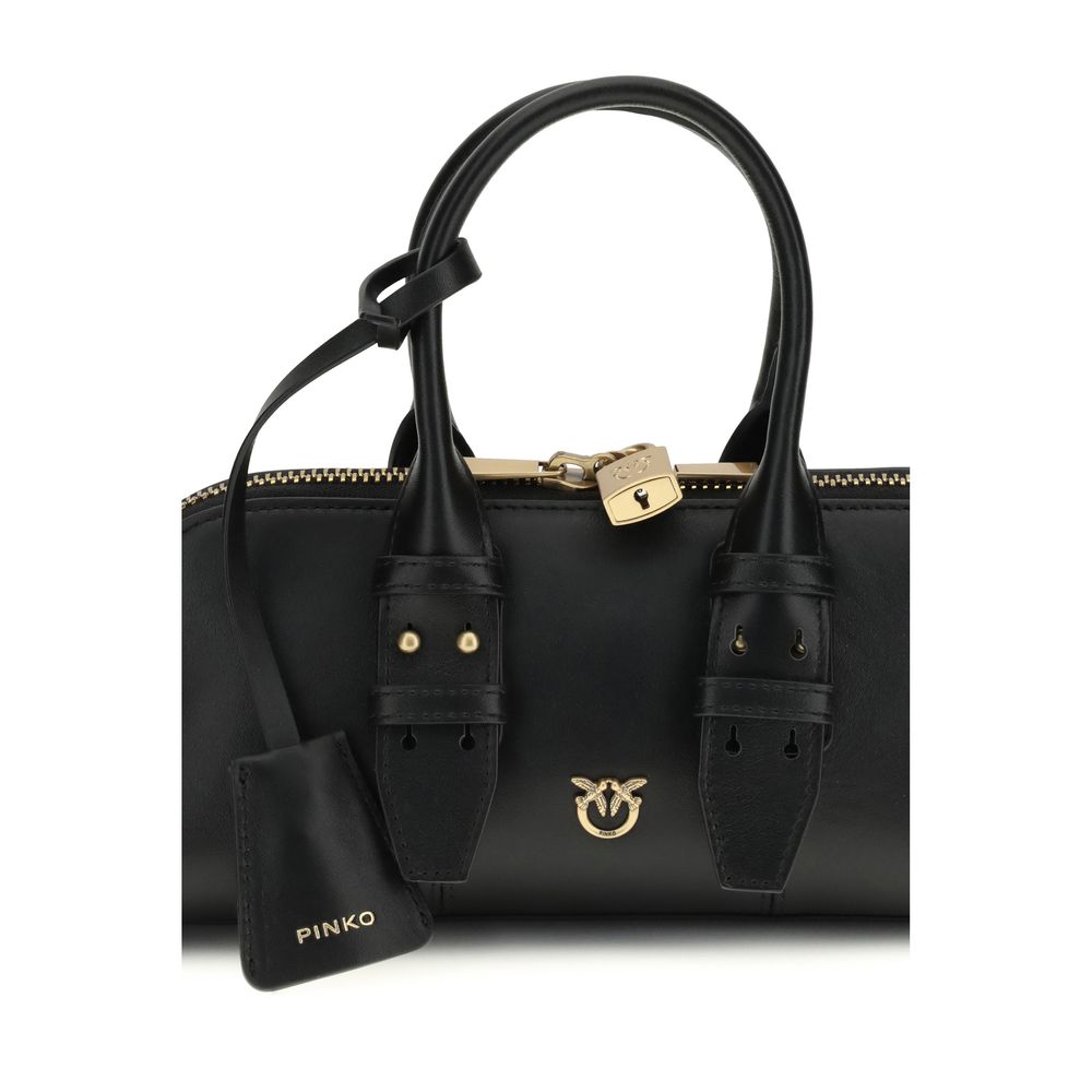 PINKO Schwarze Kalbsleder Bos Taurus Handtasche