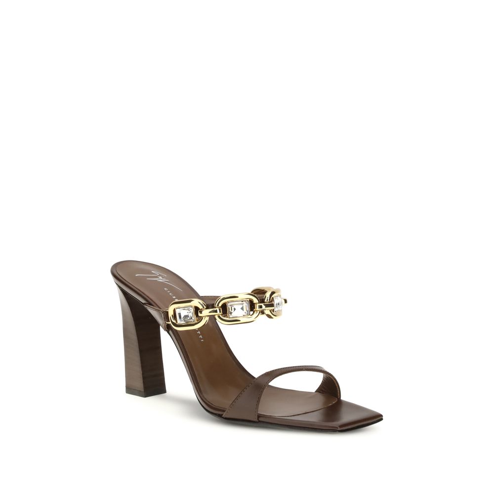 Giuseppe Zanotti Brown Calf Leather Sandals Bos Taurus