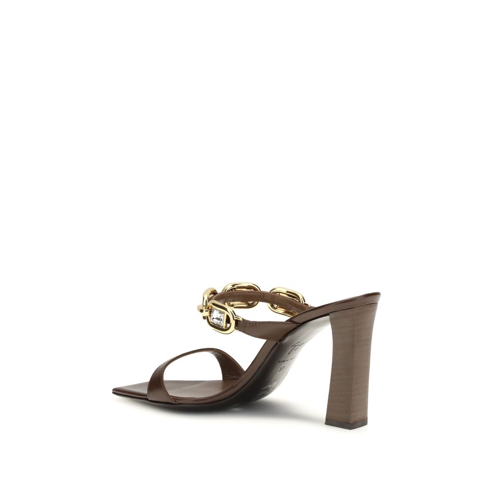 Giuseppe Zanotti Brown Calf Leather Sandals Bos Taurus