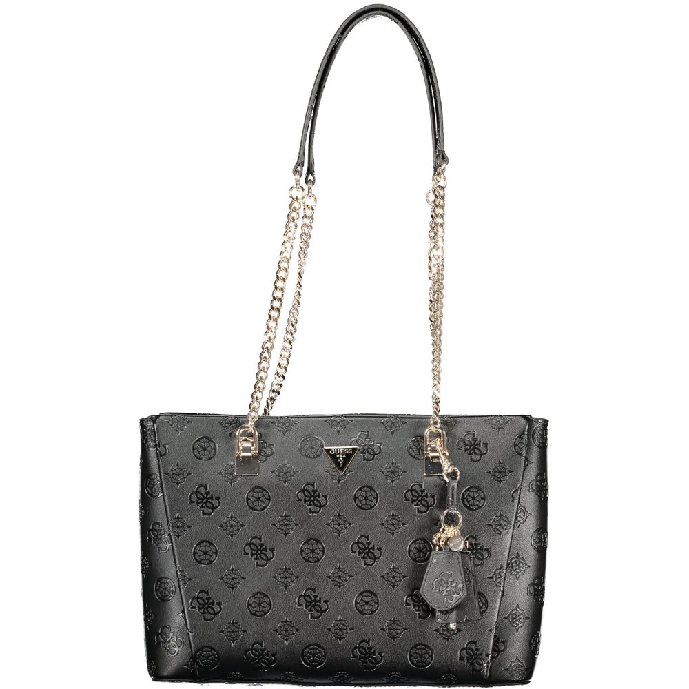 Guess Jeans Handtasche aus schwarzem Polyurethan für Damen