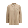 Fabiana Filippi Shirt Blouse in Beige Fleece Wool Knit