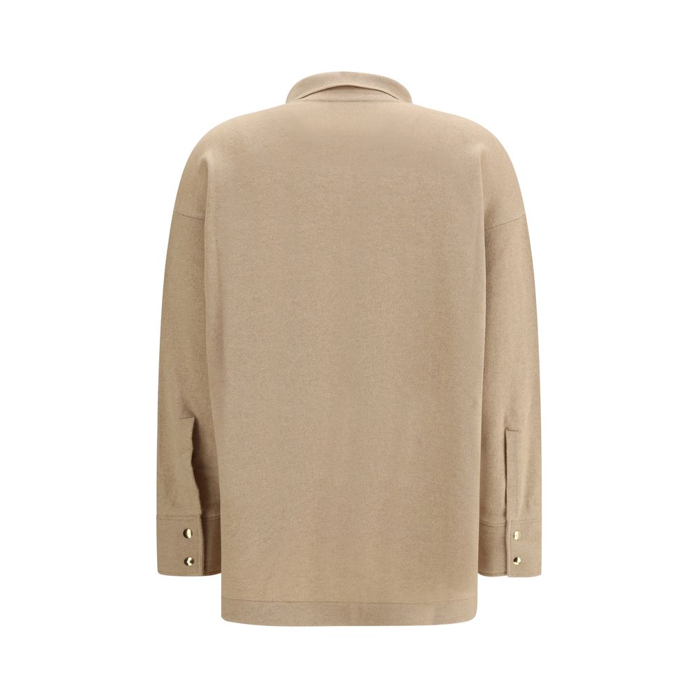 Fabiana Filippi Shirt Blouse in Beige Fleece Wool Knit