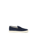 Brunello Cucinelli Blue Calfskin Bos Taurus Slipper Loafers