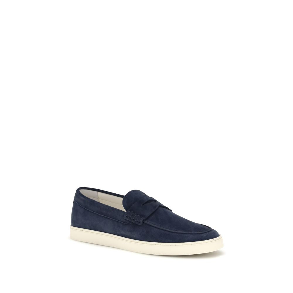 Brunello Cucinelli Blue Calfskin Bos Taurus Slipper Loafers