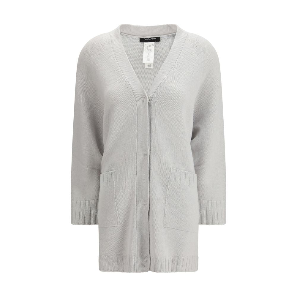 Fabiana Filippi Grey Fleece Wool Knit Cardigan