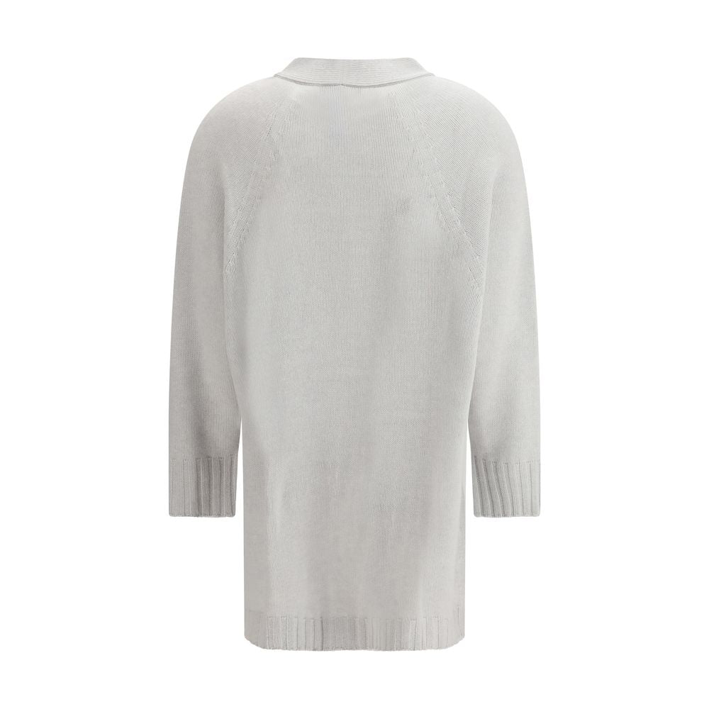 Fabiana Filippi Grey Fleece Wool Knit Cardigan