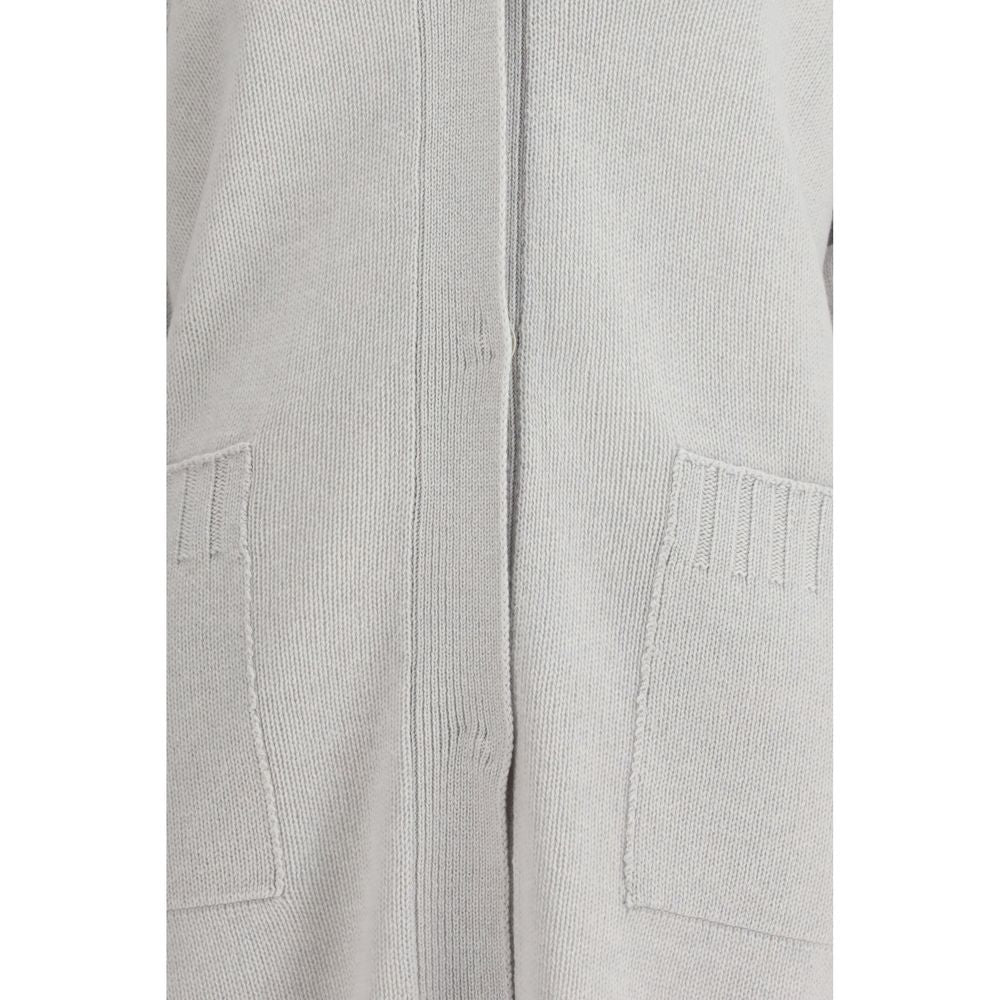 Fabiana Filippi Grey Fleece Wool Knit Cardigan