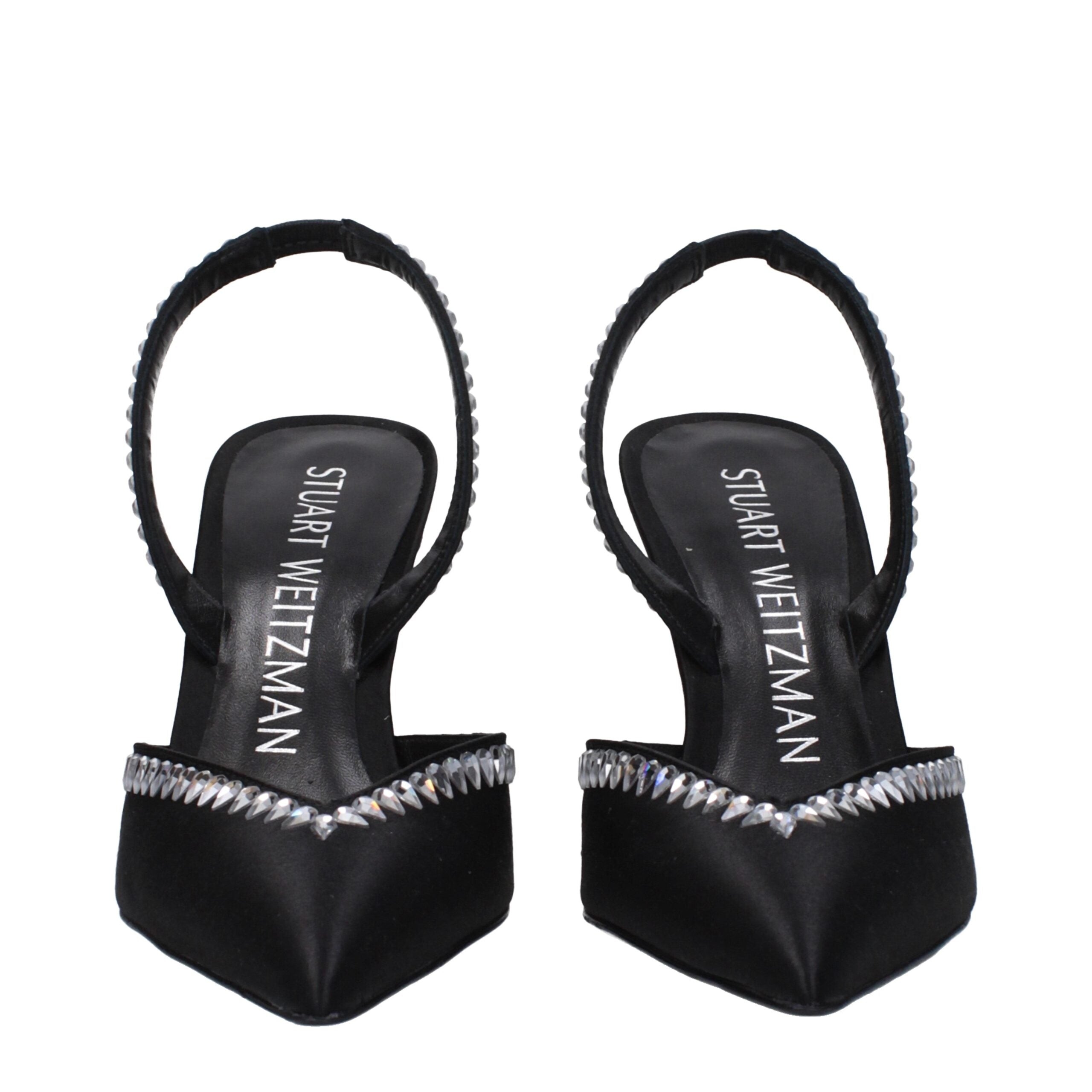 Stuart Weitzman Black Satin Stiletto Sandals