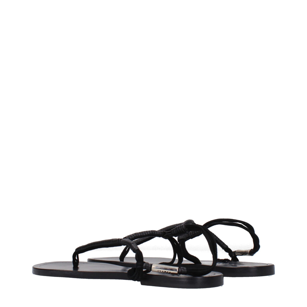 Isabel Marant Schwarze Leder-Flip-Flop-Sandalen