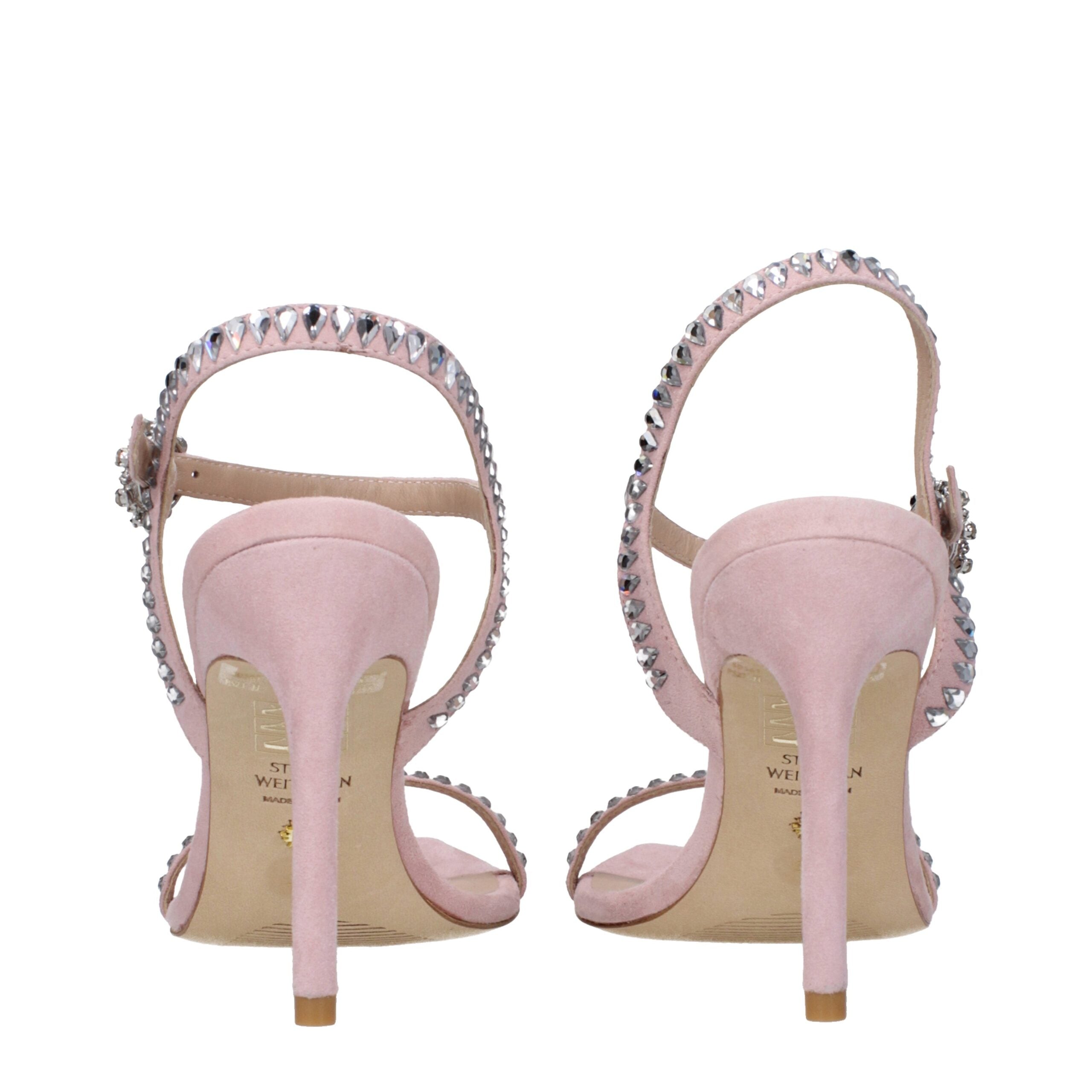 Stuart Weitzman Pinkfarbene Sandalen mit Stilettoabsatz aus Leder