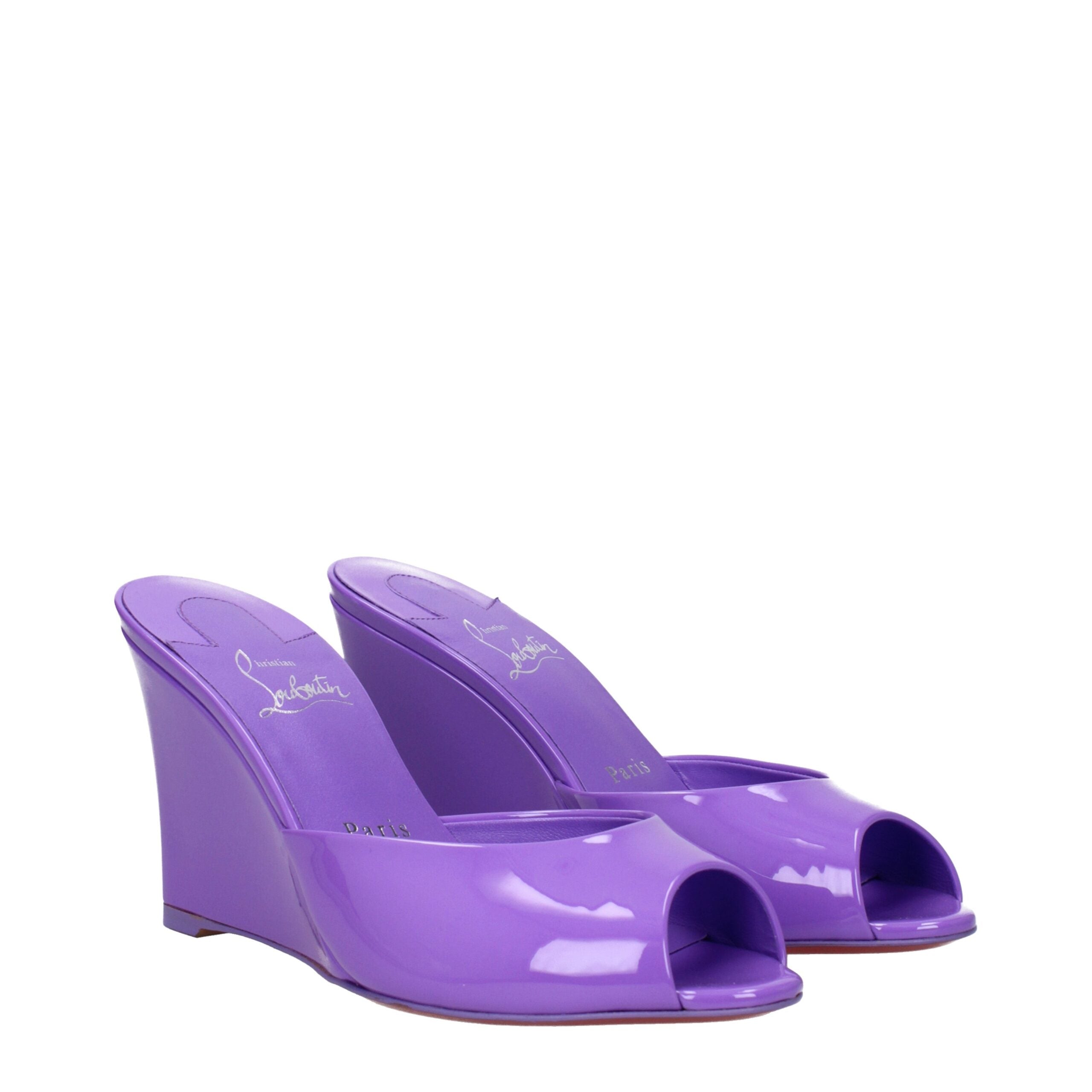 Christian Louboutin Violet Leather Wedge Sandals