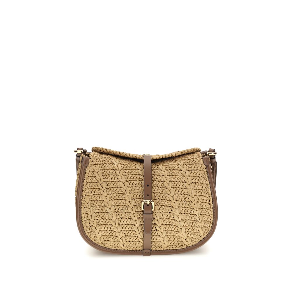 Etro Beige Raffia Schultertasche