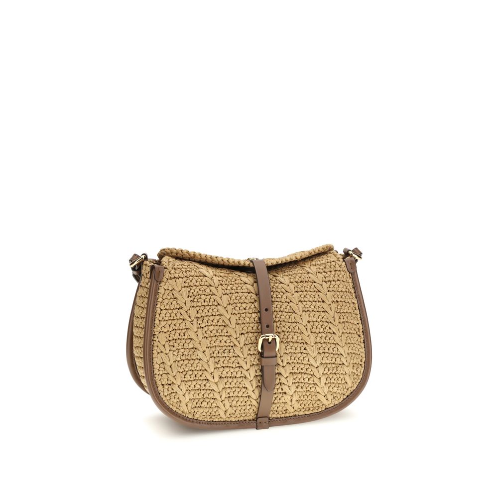 Etro Beige Raffia Schultertasche