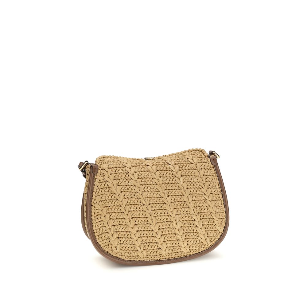 Etro Beige Raffia Schultertasche