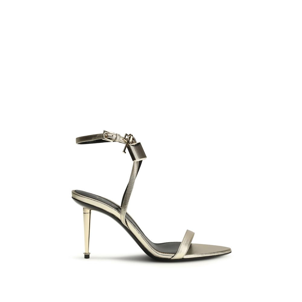 Tom Ford Bos Taurus Gold Calf Leather Stiletto Heel Sandals