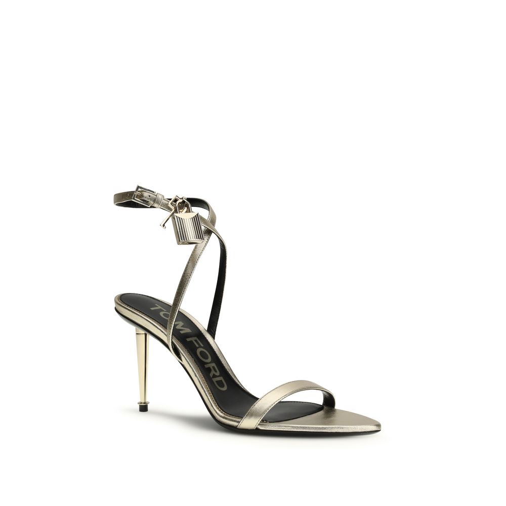 Tom Ford Bos Taurus Gold Calf Leather Stiletto Heel Sandals