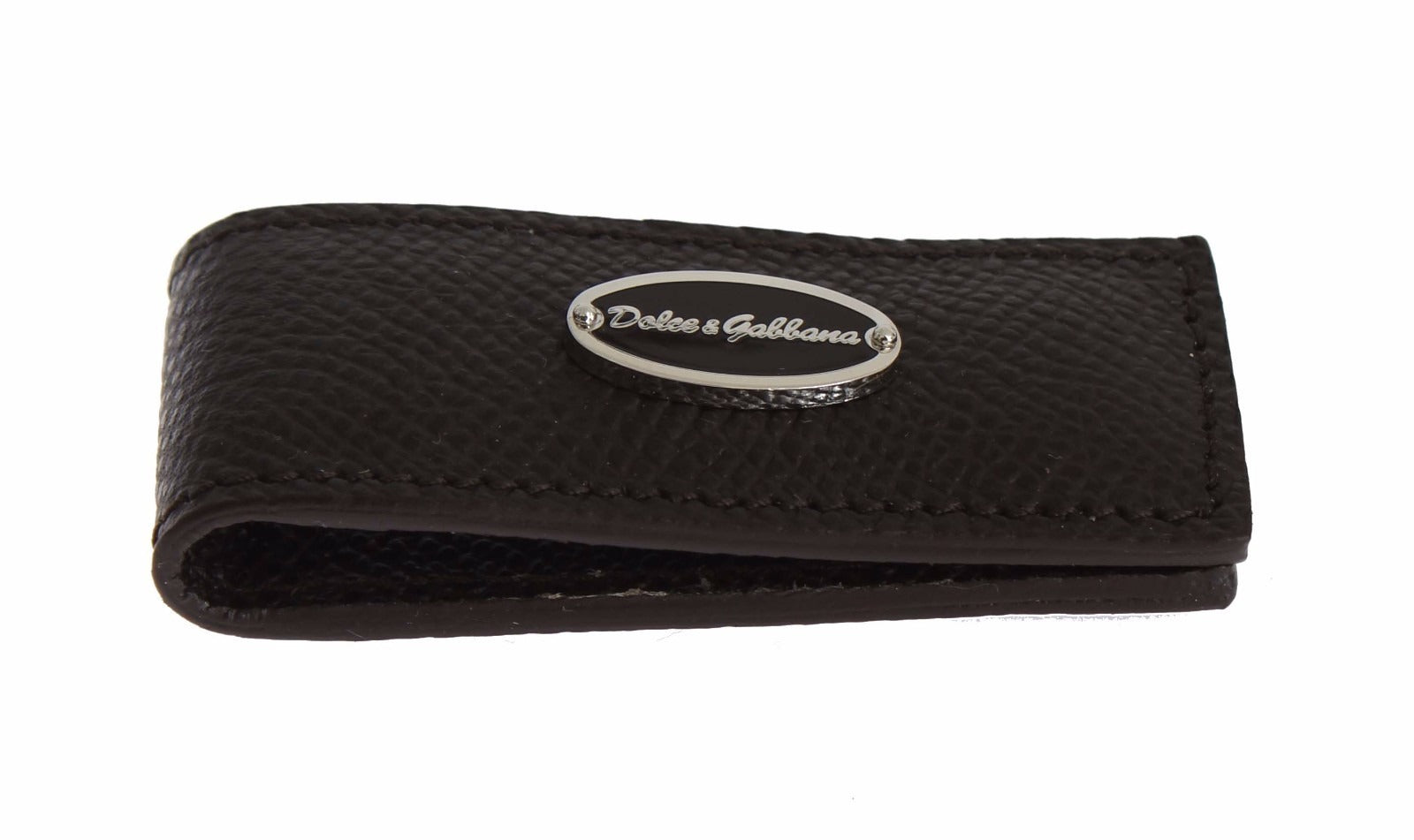 Dolce & Gabbana Brown Leather Magnetic Men's Money Clip