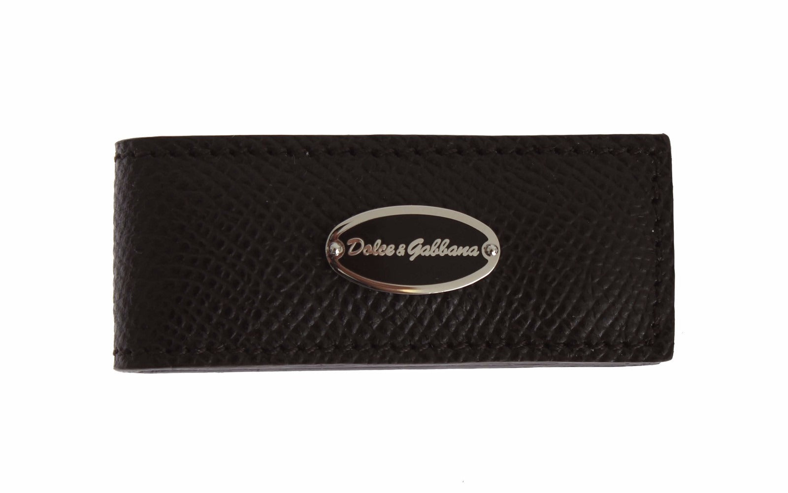 Dolce & Gabbana Brown Leather Magnetic Men's Money Clip