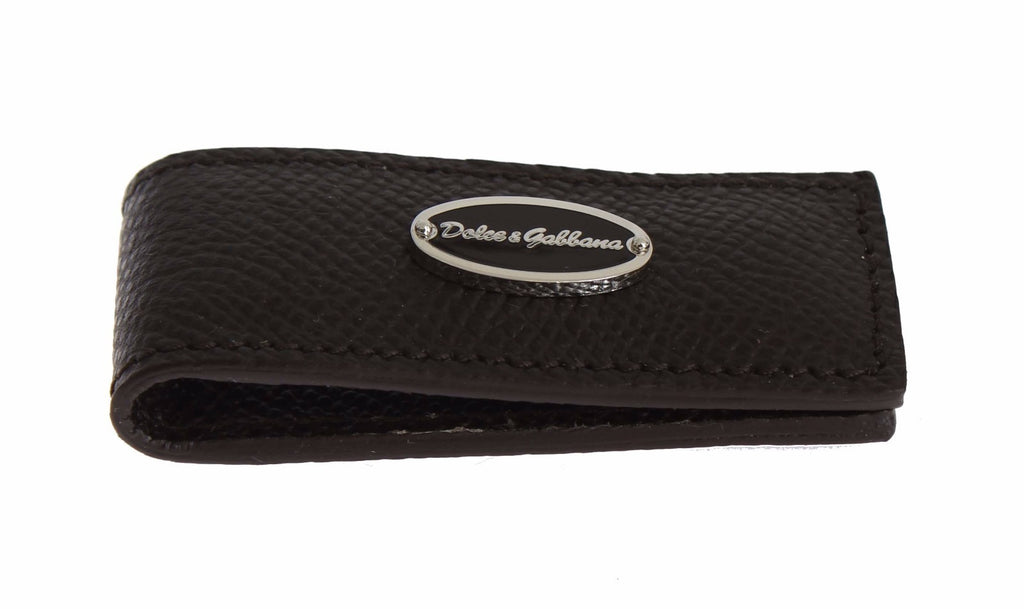 Dolce & Gabbana Brown Leather Magnetic Men's Money Clip