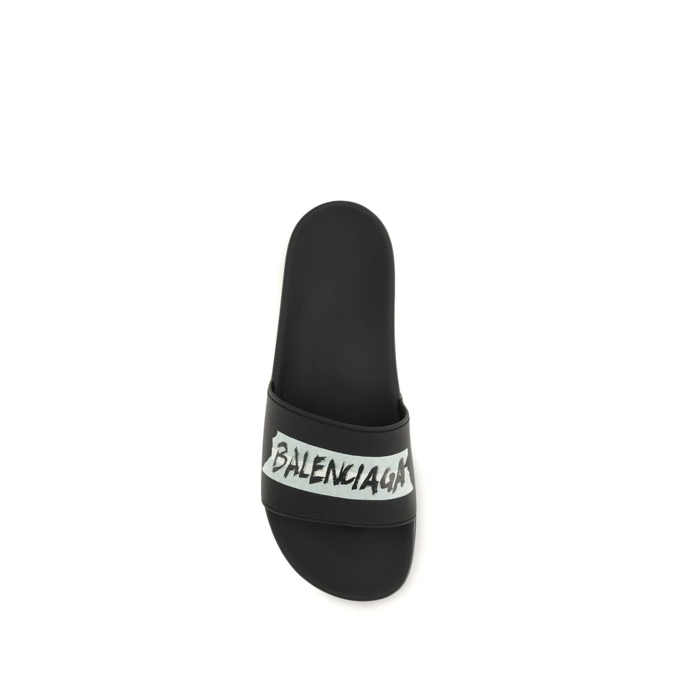 Balenciaga Schwarze Gummisandalen