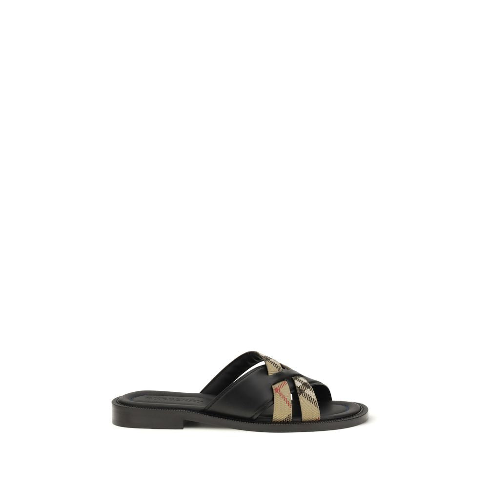 Burberry Schwarze Bos Taurus Sandalen aus Kalbsleder