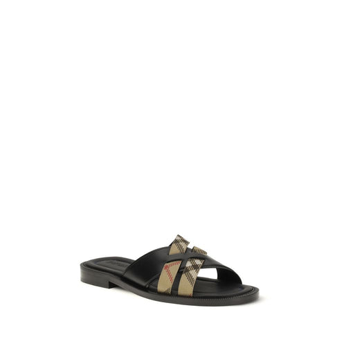 Burberry Schwarze Bos Taurus Sandalen aus Kalbsleder