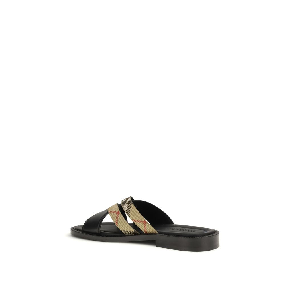 Burberry Schwarze Bos Taurus Sandalen aus Kalbsleder