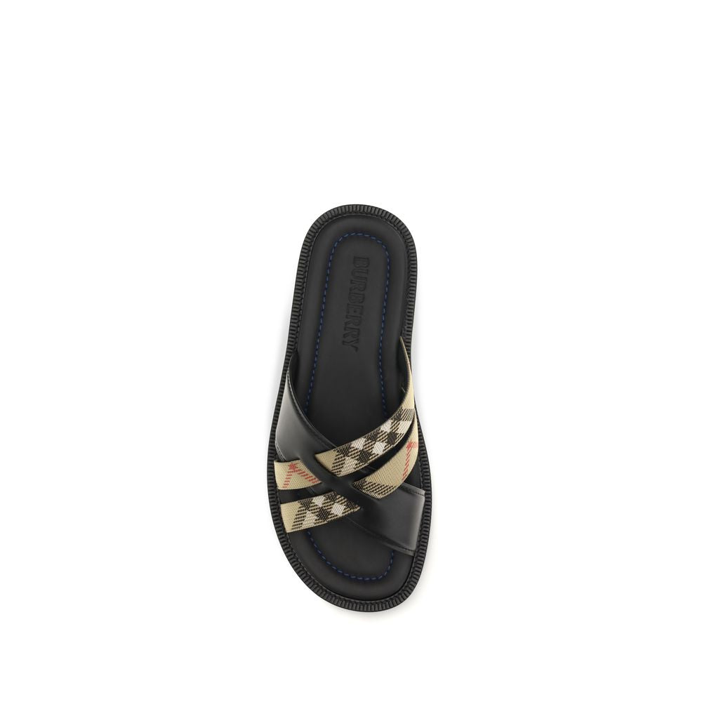 Burberry Schwarze Bos Taurus Sandalen aus Kalbsleder