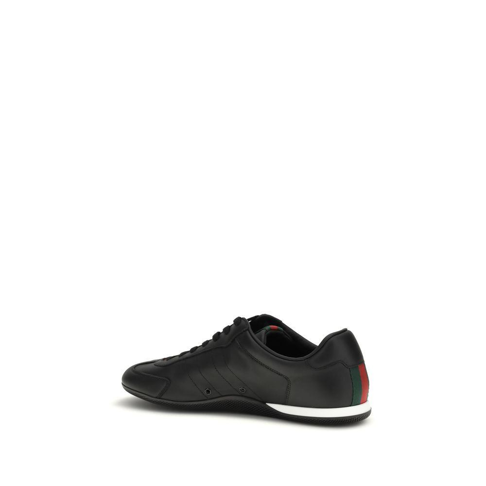 Gucci Schwarze Bos Taurus Kalbsleder Low-Top-Sneaker