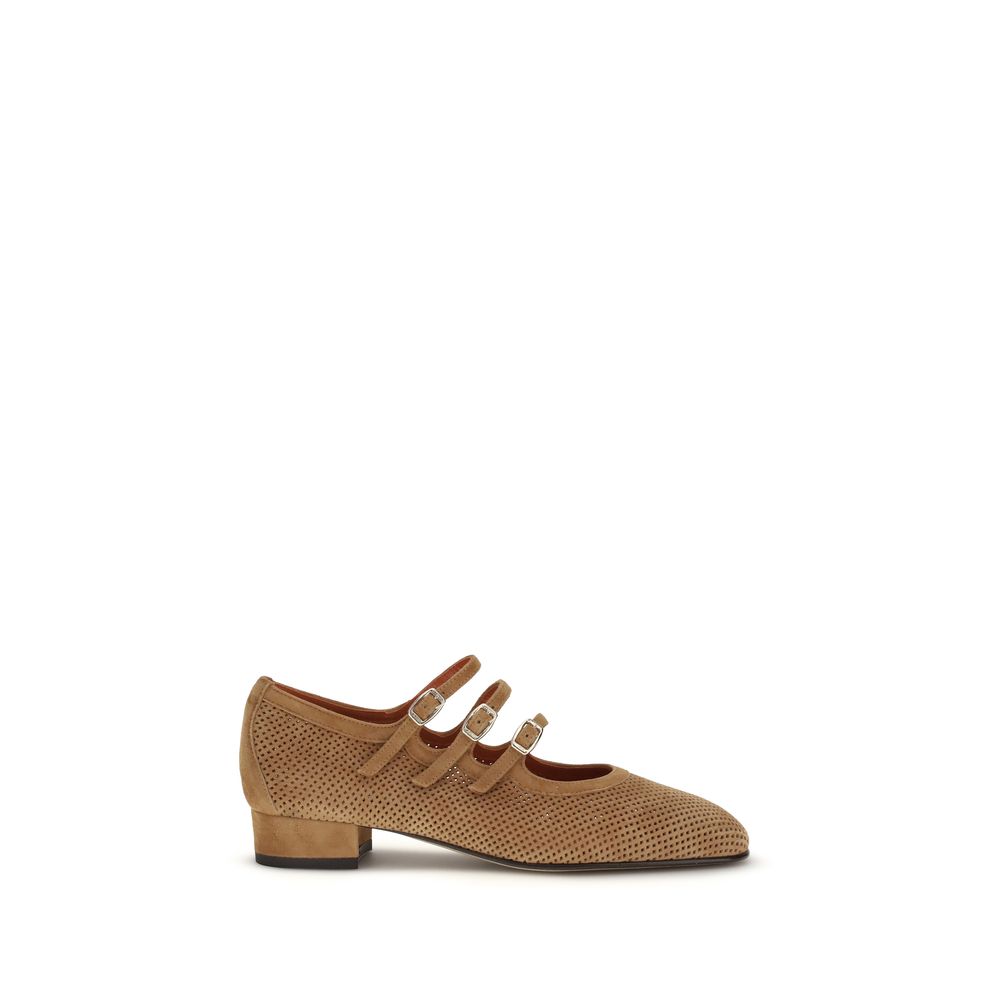 Carel Paris Beige Calf Leather Bos Taurus Ballerinas
