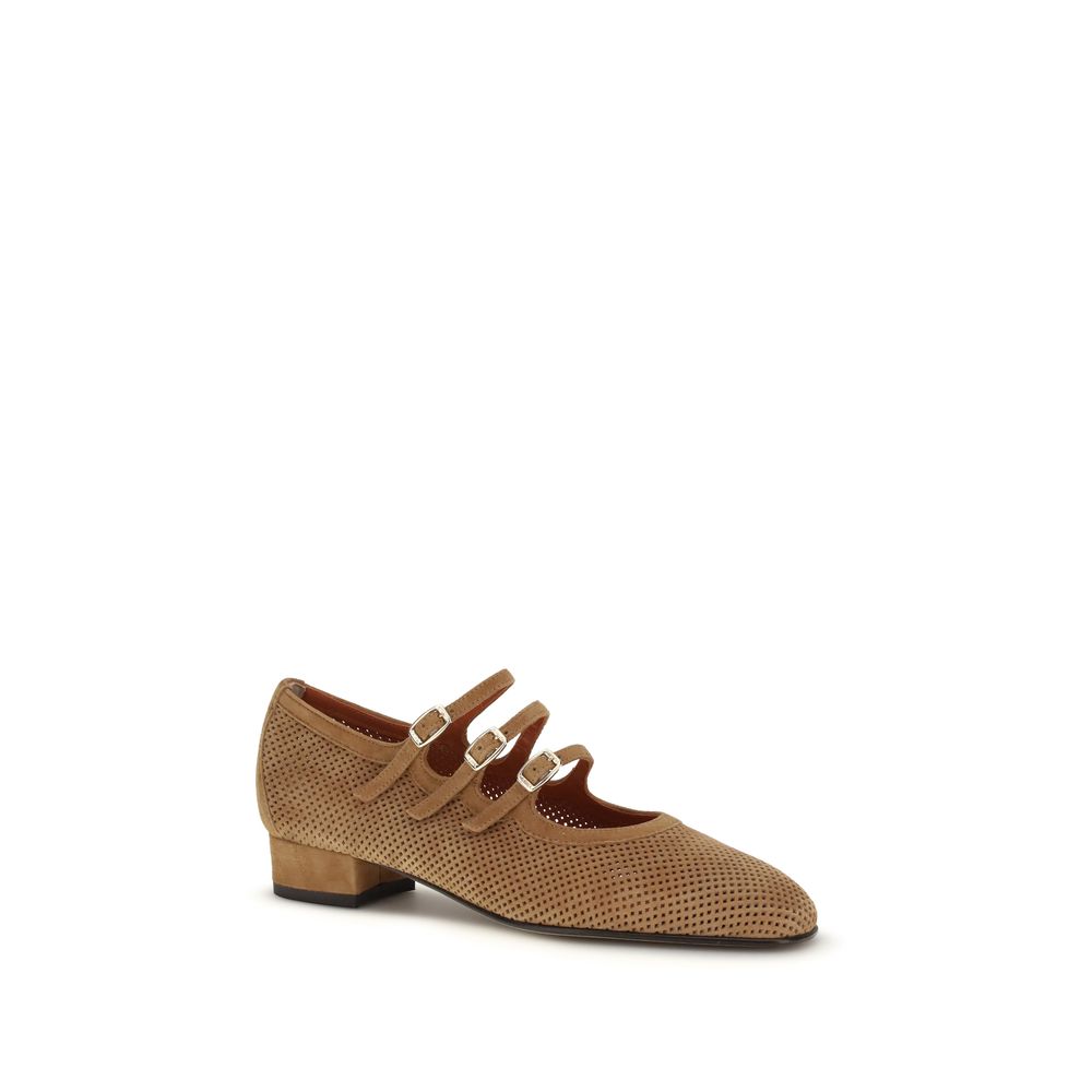 Carel Paris Beige Calf Leather Bos Taurus Ballerinas