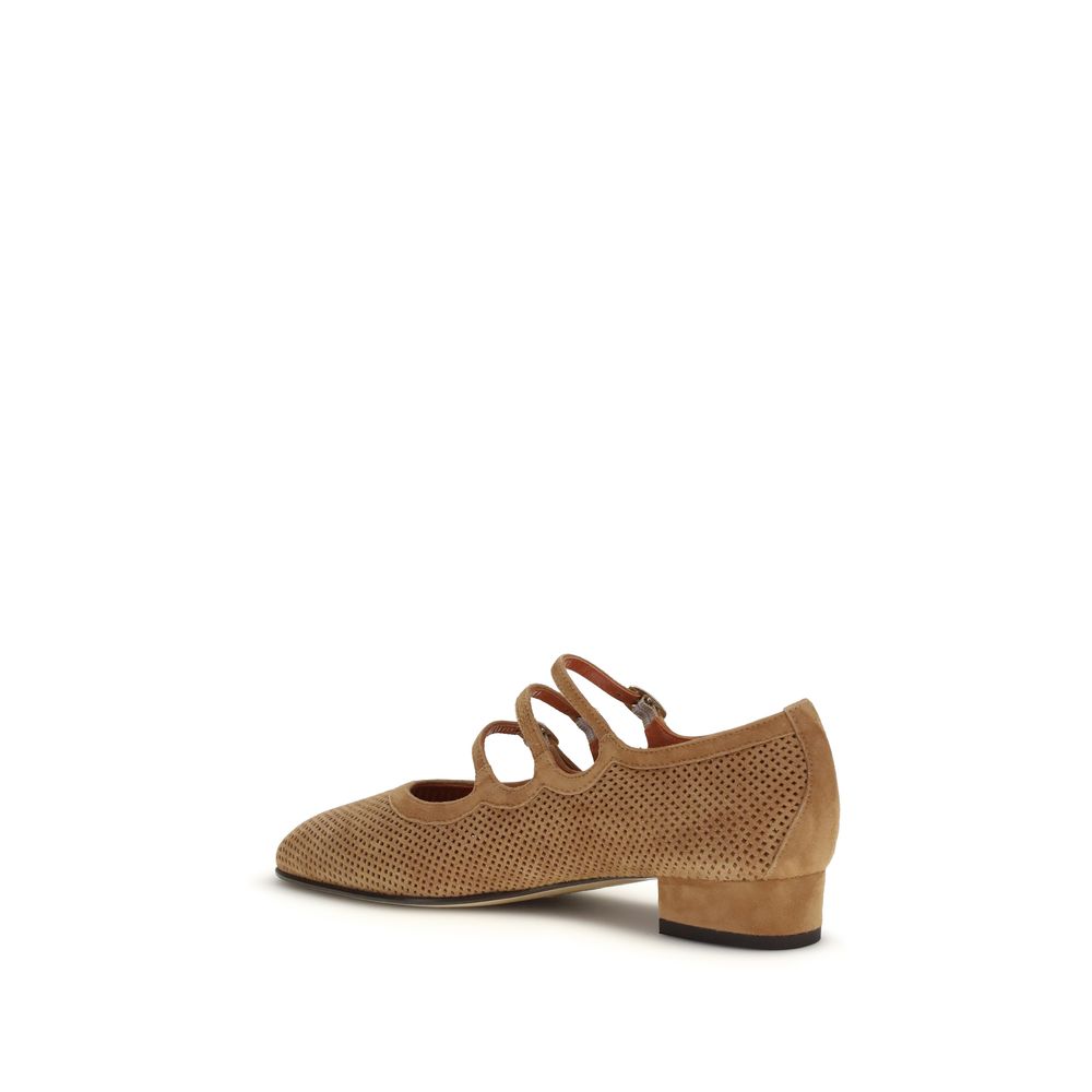 Carel Paris Beige Calf Leather Bos Taurus Ballerinas