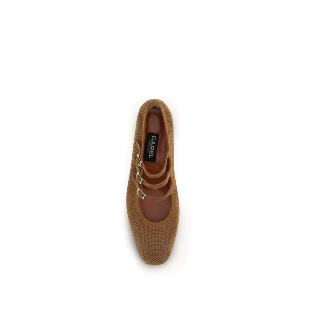 Carel Paris Beige Calf Leather Bos Taurus Ballerinas