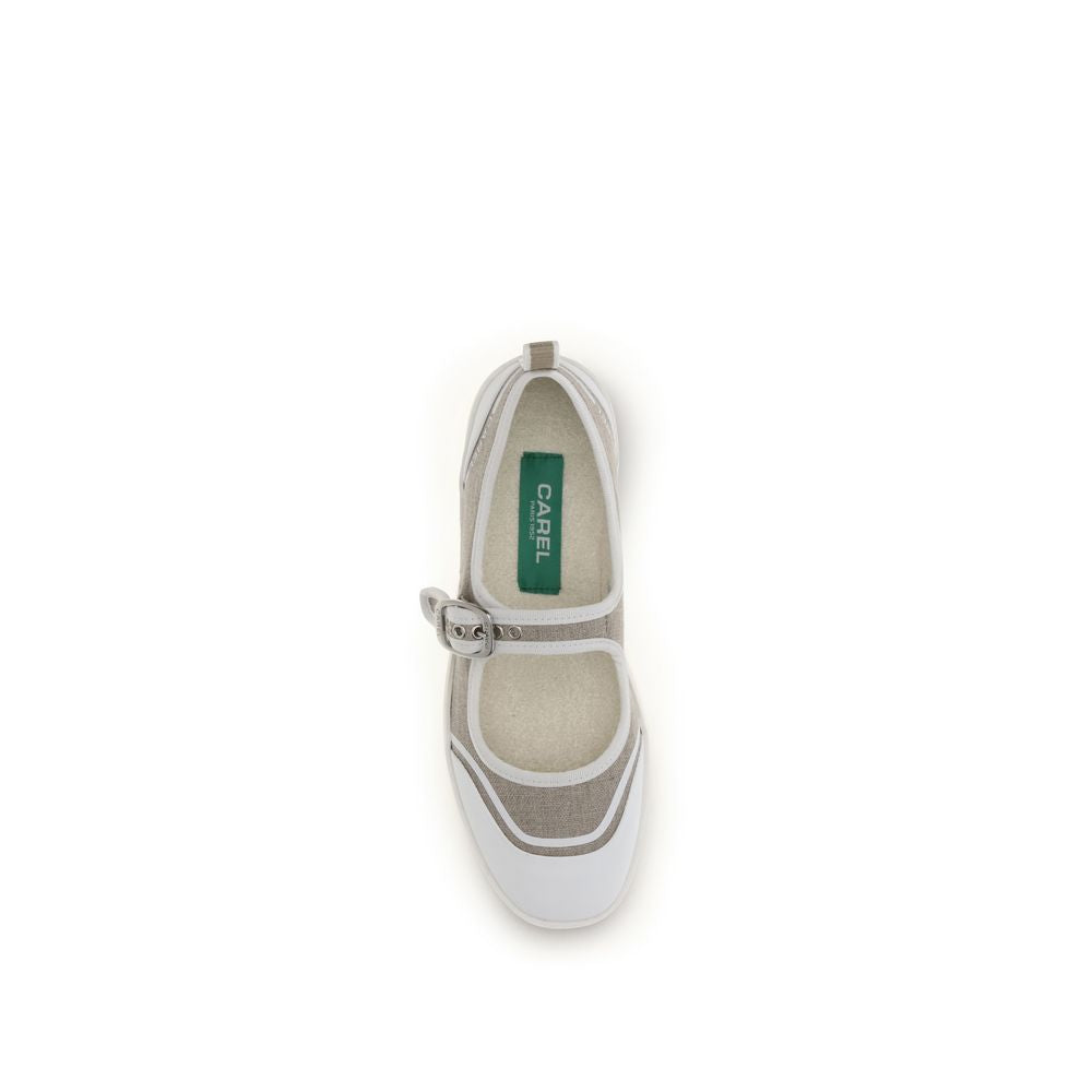 Carel Paris Beige Cotton Ballet Flats