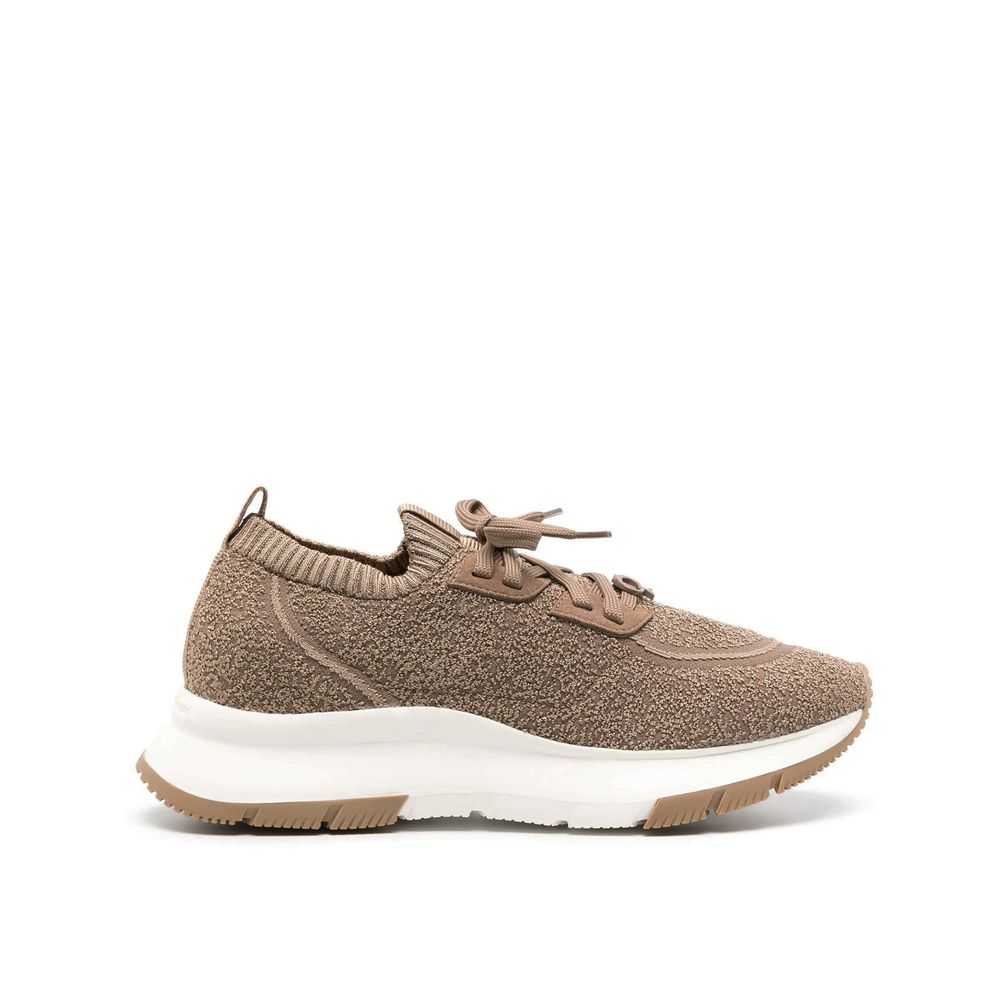 Gianvito Rossi Braune Stoff-Sneaker