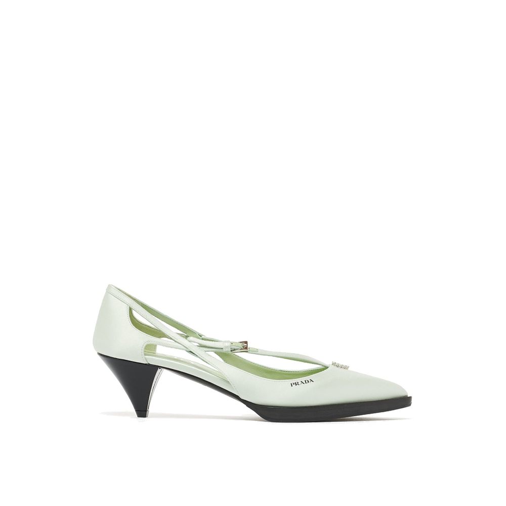 Prada Two-Tone Silk Pumps with Mid Heel