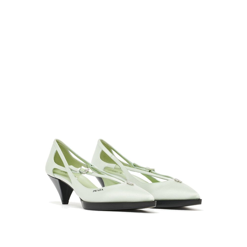 Prada Two-Tone Silk Pumps with Mid Heel