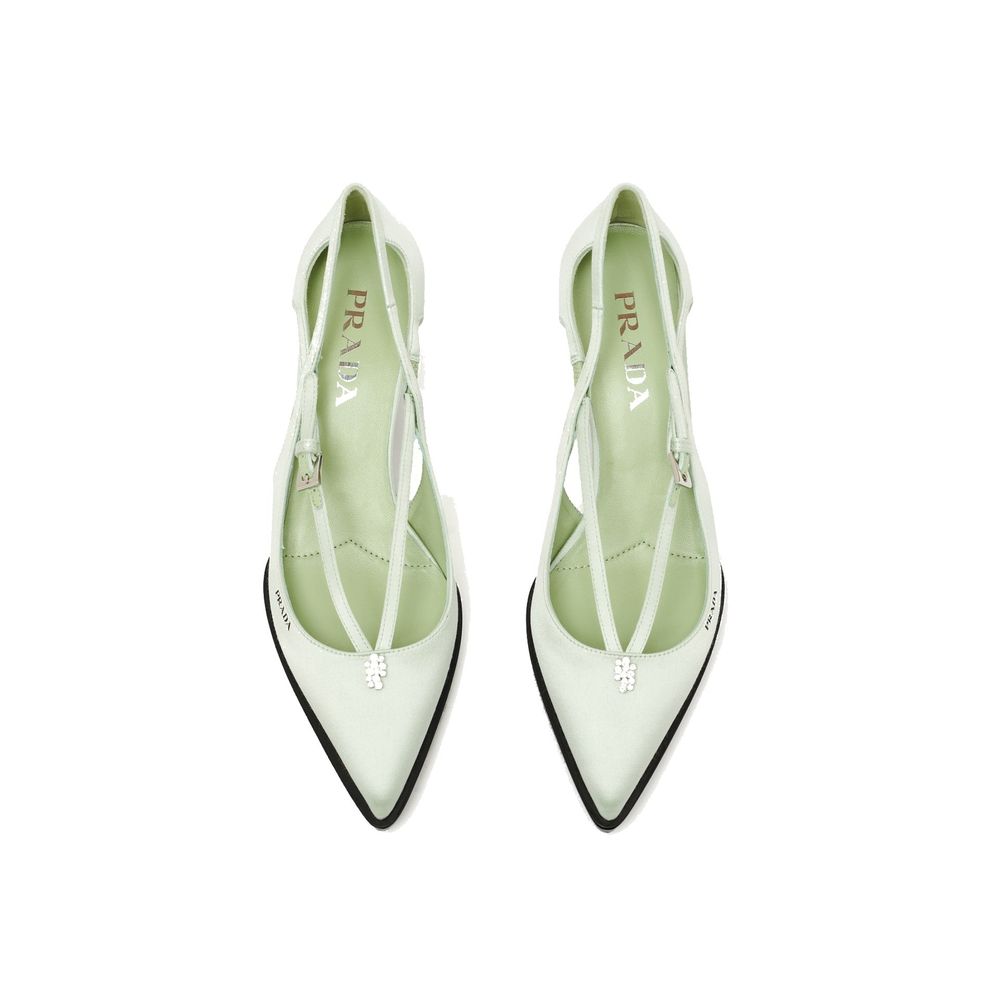 Prada Two-Tone Silk Pumps with Mid Heel